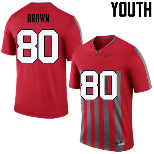 Ohio State Buckeyes #80 Noah Brown Youth Embroidery Jersey Throwback